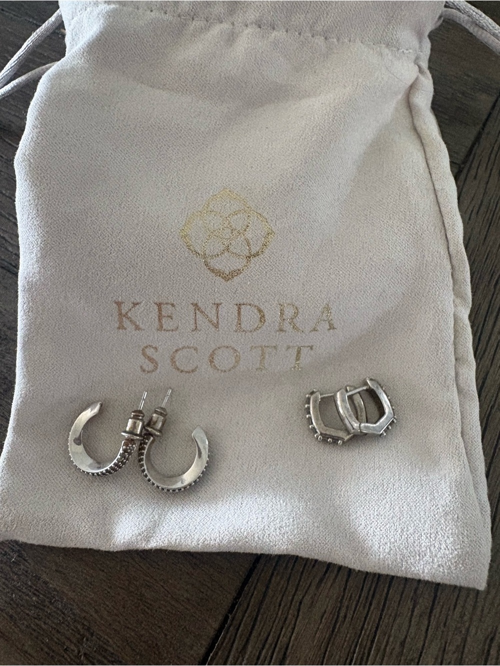 Kendra Scott Silver Textured Hoop and Huggie Earring bundle!